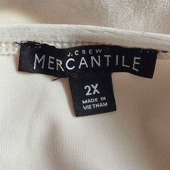 J. Crew Mercantile 2X Women's Faux Wrap Top Ivory Velvet Soft Holiday Party - Picture 8 of 10